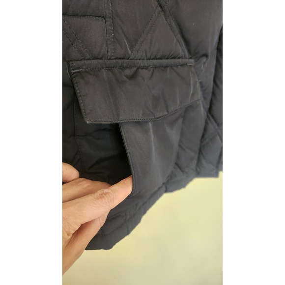 Lands End Womens Diamond Quilted Vest Goose Down XL Hooded Pockets Black Outdoor - Picture 3 of 12